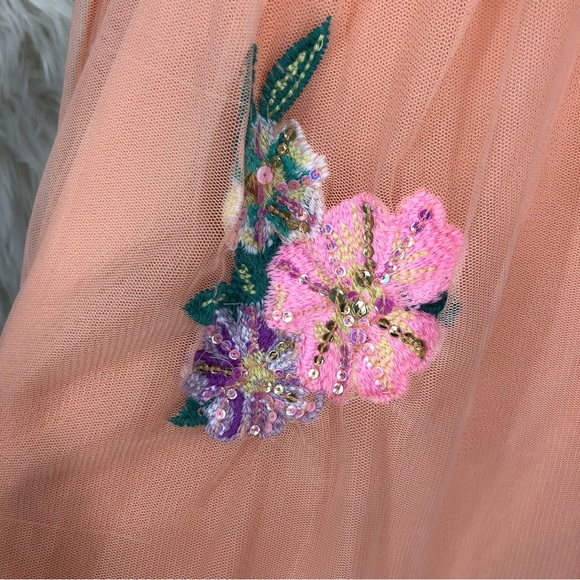 Girls Justice Frilly Dress, Soft Denim Top, Tulle Overlay W/Sequined Patches XL - Picture 5 of 10